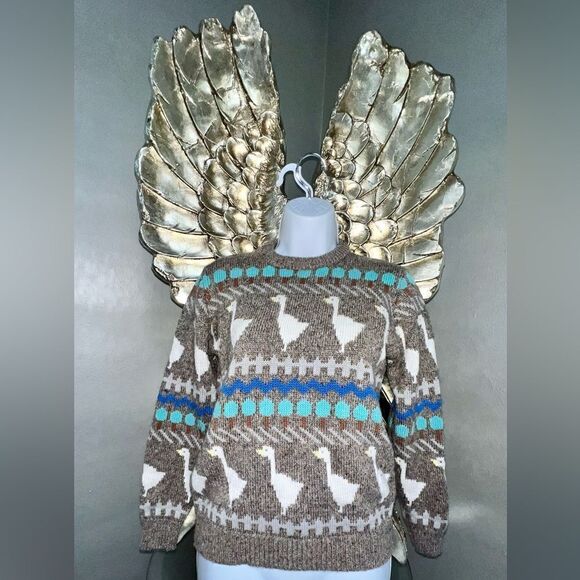 Awesome 80s Hot Jazz by Christina Wool Vintage Geese Sweater - Picture 2 of 12
